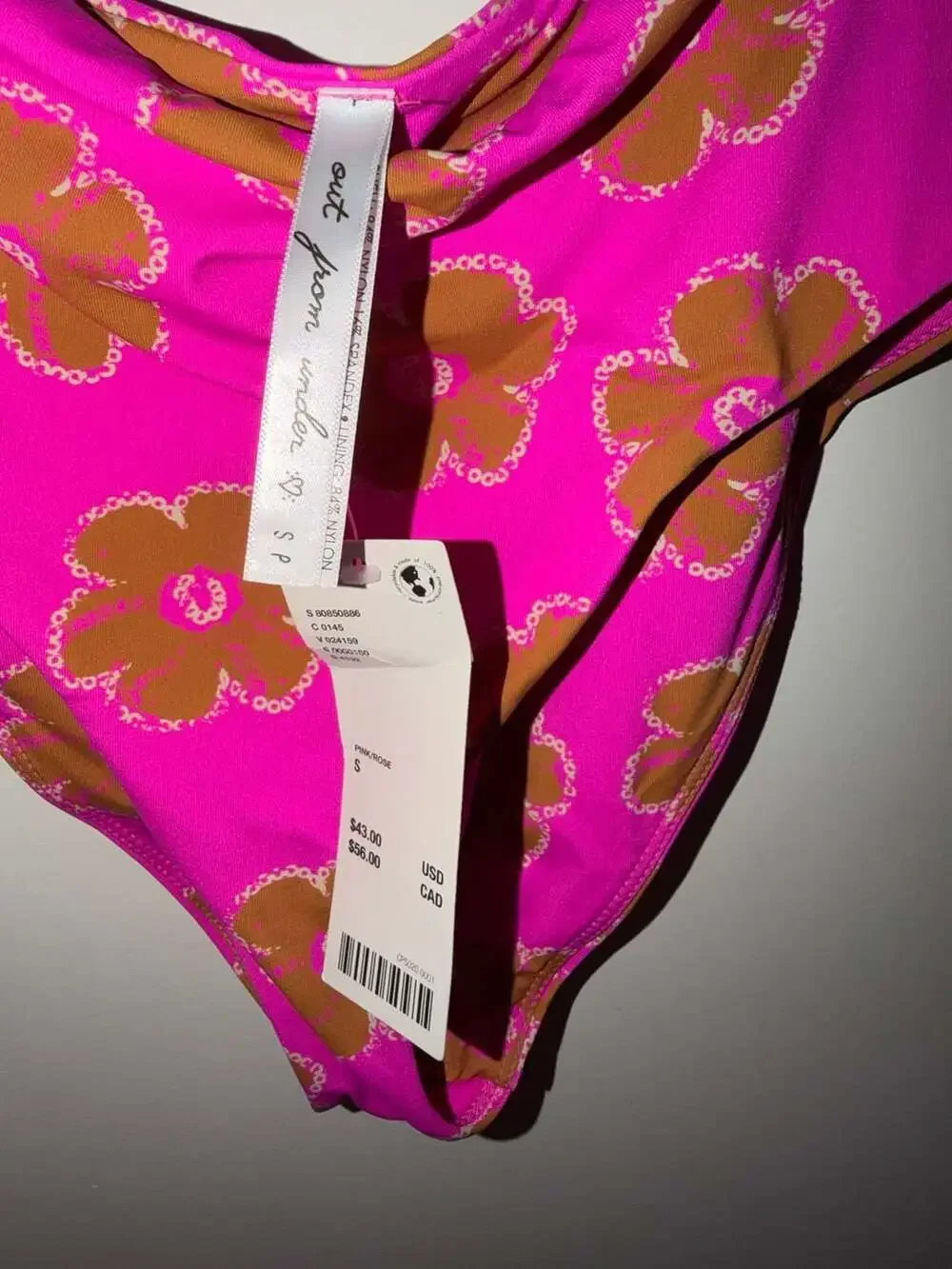 Out From Under Zoey Floral Bikini Bottom Pink Rose Small